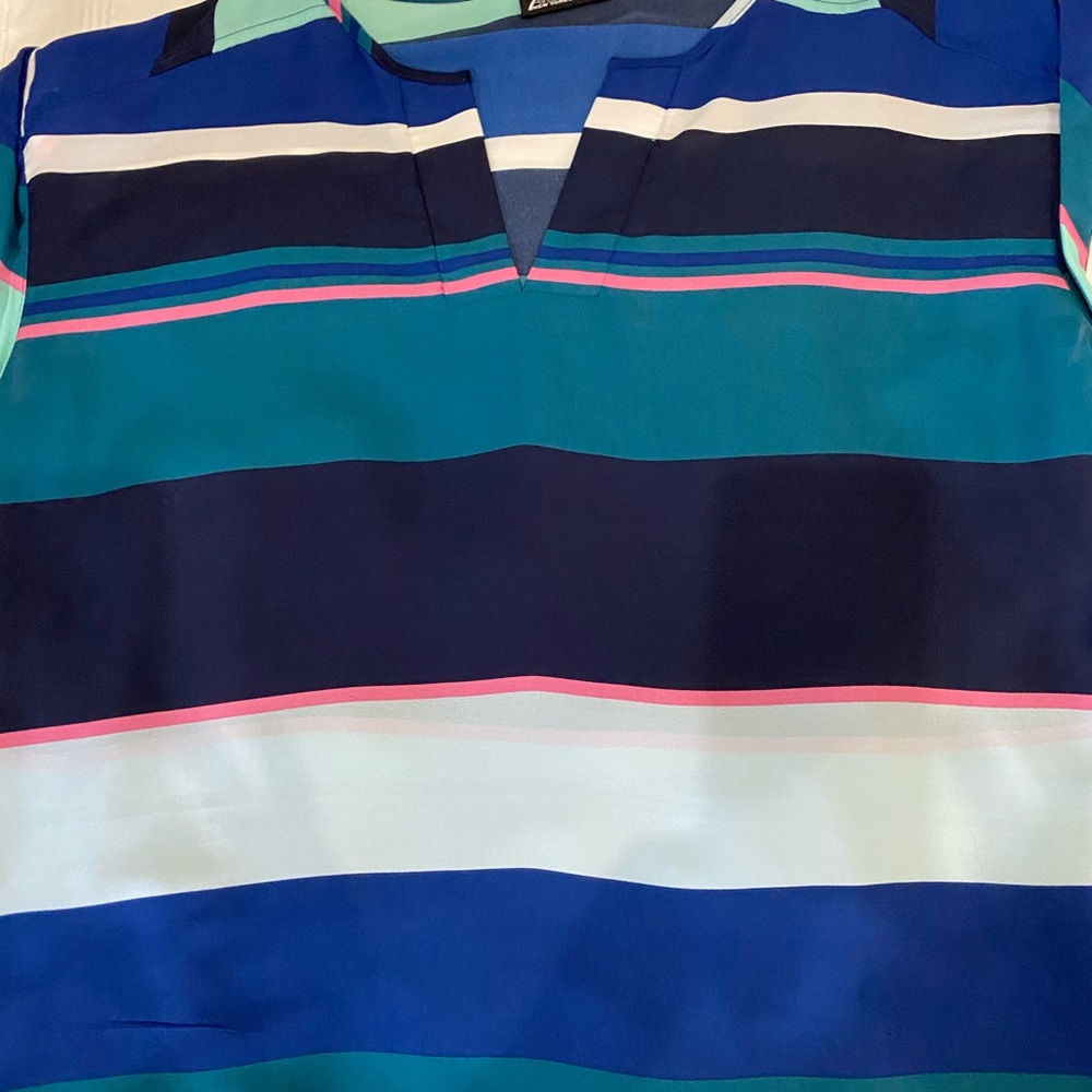 Multi colored blue blouse.